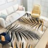 Brown Grey Leaves Pattern Area Rugs for Living Room Dining Room Bedroom Hall