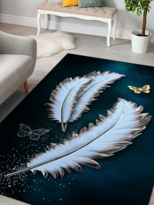 Gorgeous Feathers Patterns Modern Rug For Bedroom Living Room Sofa Rugs Floor Mat 20