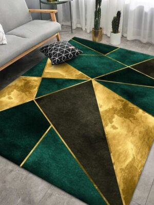 Green Yellow Luxurious Triangle Geometric Pattern Modern Rugs For Living Room Dining Room Bedroom