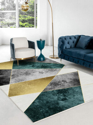Green Modern Minimalist Geometric Pattern Rugs For Living Room Dining Room Bedroom 11