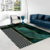 Green Modern Minimalist Geometric Pattern Rugs For Living Room Dining Room Bedroom 13