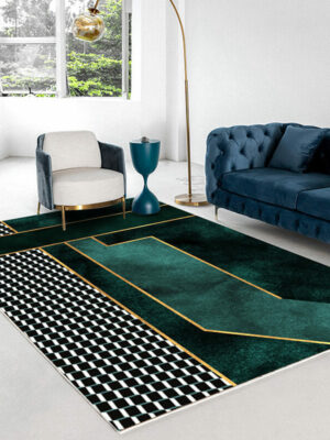 Green Modern Minimalist Geometric Pattern Rugs For Living Room Dining Room Bedroom 13