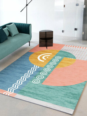 Simple Abstract Geometric Color Block Pattern Rugs For Living Room Dining Room Bedroom 11