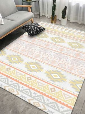 Yellow Moroccan Pattern Minimalist Printed Rugs for Living Room Hall Dining Room Office