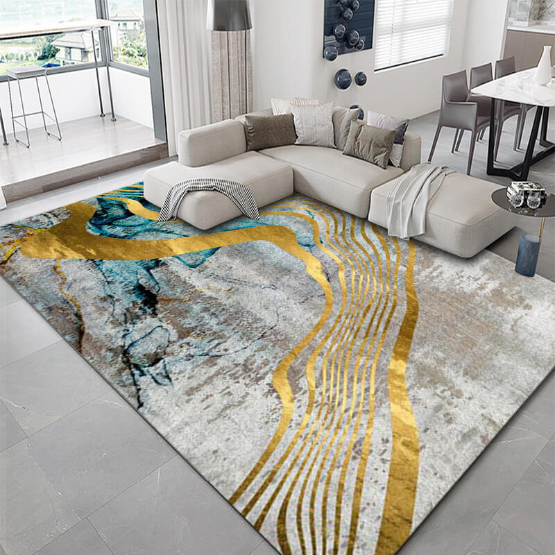 Concise Water Ink Stitching Pattern Modern Carpets For Bedroom Living Room Sofa Rugs 09