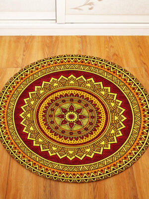 3D Traditional Vintage Geometric Printing Patterned Round Entryway Doormat Rugs Kitchen Bathroom Anti-slip Mats 03