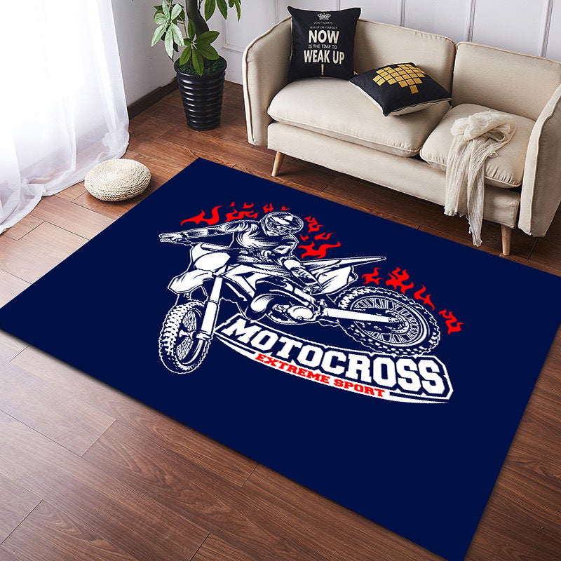 Vintage Harley Kawasaki Ducati Motorcycle Flannel Floor Mats 01 - Image 5