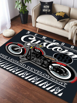 Vintage Harley Kawasaki Ducati Motorcycle Flannel Floor Mats 02