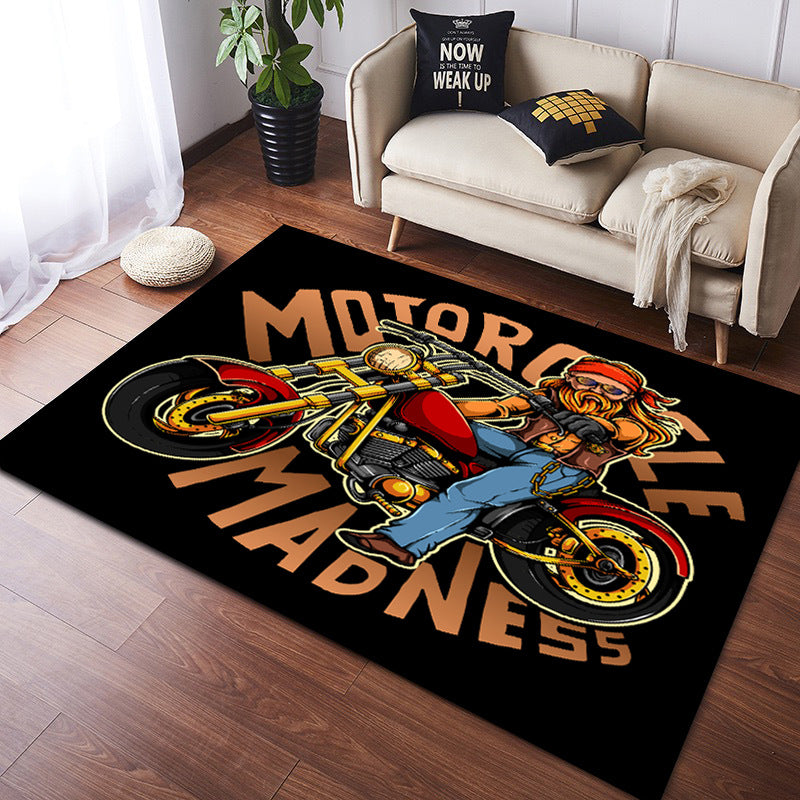 Vintage Harley Kawasaki Ducati Motorcycle Flannel Floor Mats 02 - Image 2
