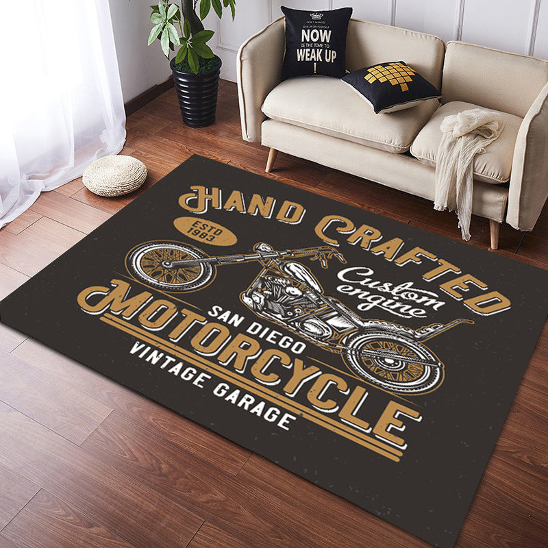 Vintage Harley Kawasaki Ducati Motorcycle Flannel Floor Mats 02 - Image 3