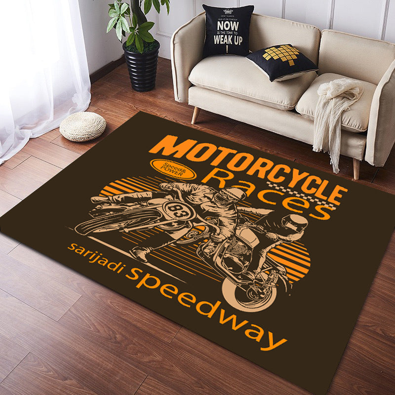 Vintage Harley Kawasaki Ducati Motorcycle Flannel Floor Mats 02 - Image 4