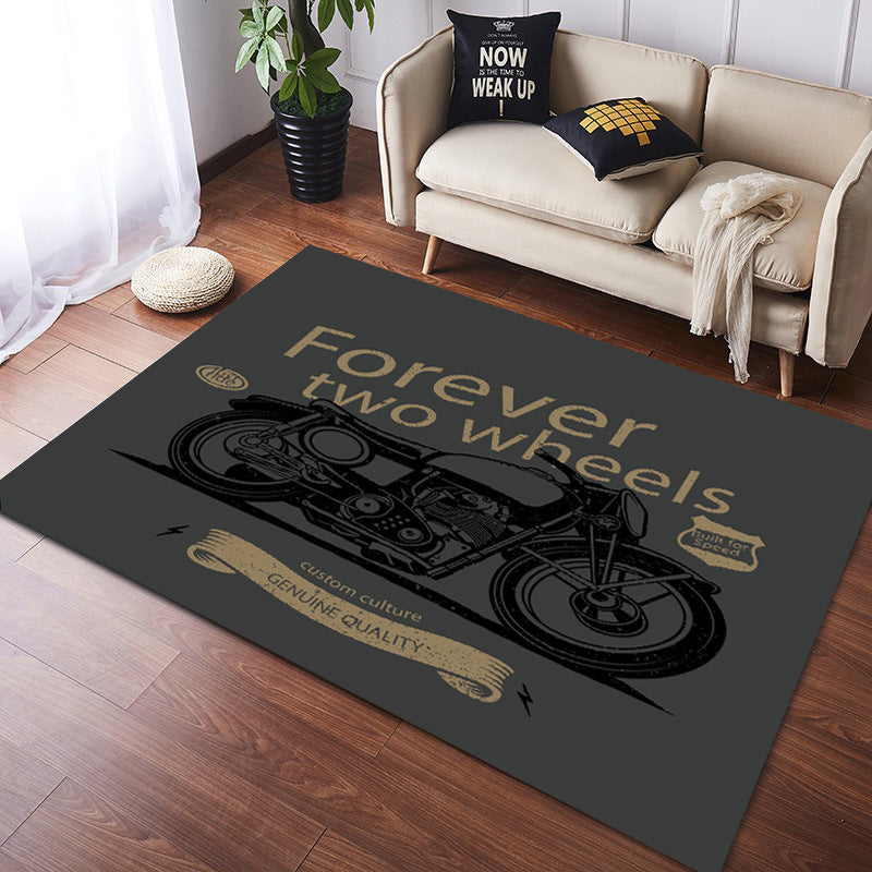 Vintage Harley Kawasaki Ducati Motorcycle Flannel Floor Mats 02 - Image 5