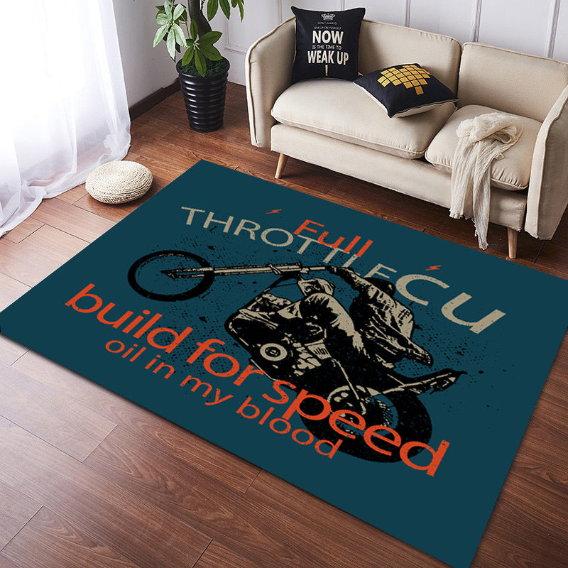 Vintage Harley Kawasaki Ducati Motorcycle Flannel Floor Mats 03 - Image 5