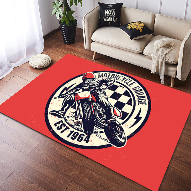 Vintage Harley Kawasaki Ducati Motorcycle Flannel Floor Mats 03 - Image 2