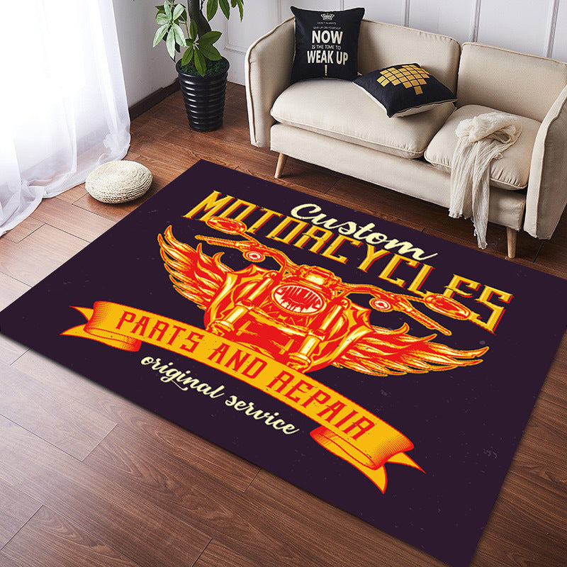 Vintage Harley Kawasaki Ducati Motorcycle Flannel Floor Mats 03 - Image 3