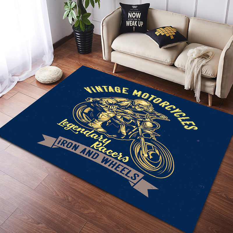 Vintage Harley Kawasaki Ducati Motorcycle Flannel Floor Mats 03 - Image 4