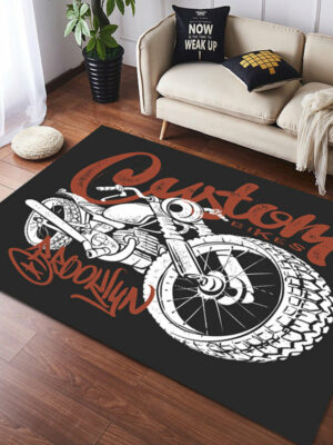 Vintage Harley Kawasaki Ducati Motorcycle Flannel Floor Mats 04