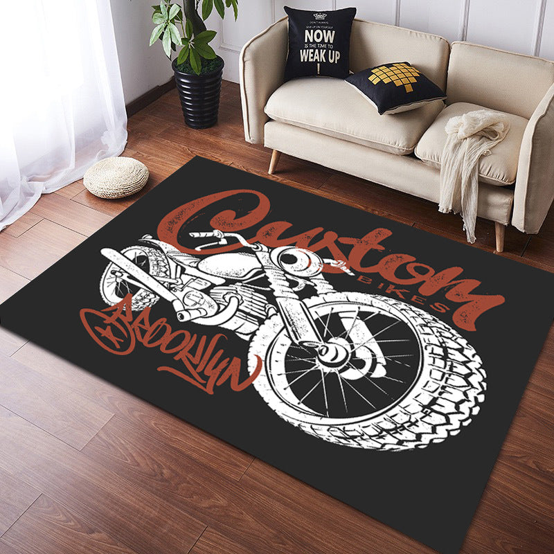 Vintage Harley Kawasaki Ducati Motorcycle Flannel Floor Mats 04