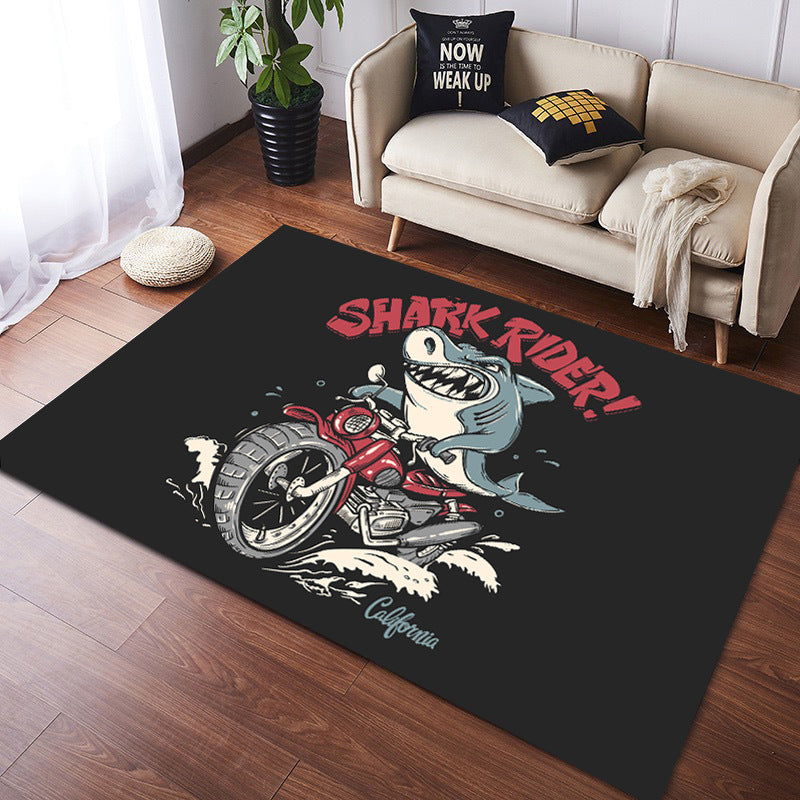 Vintage Harley Kawasaki Ducati Motorcycle Flannel Floor Mats 04 - Image 2