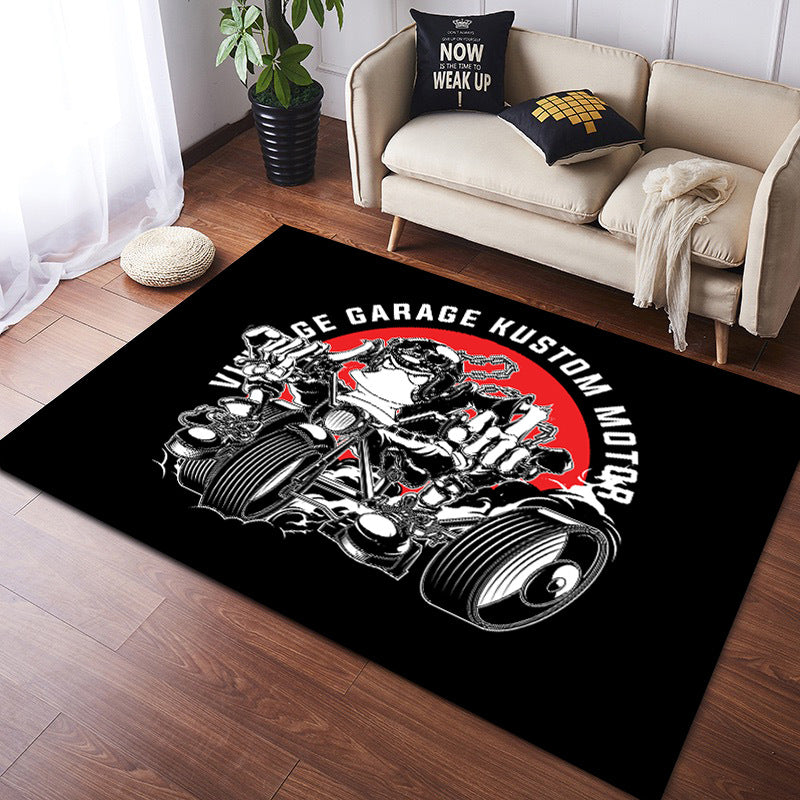Vintage Harley Kawasaki Ducati Motorcycle Flannel Floor Mats 04 - Image 3