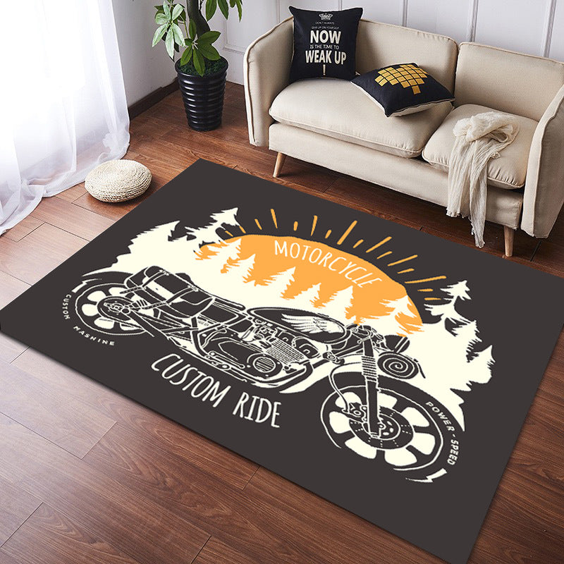 Vintage Harley Kawasaki Ducati Motorcycle Flannel Floor Mats 05 - Image 2