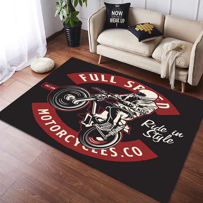 Vintage Harley Kawasaki Ducati Motorcycle Flannel Floor Mats 05 - Image 3