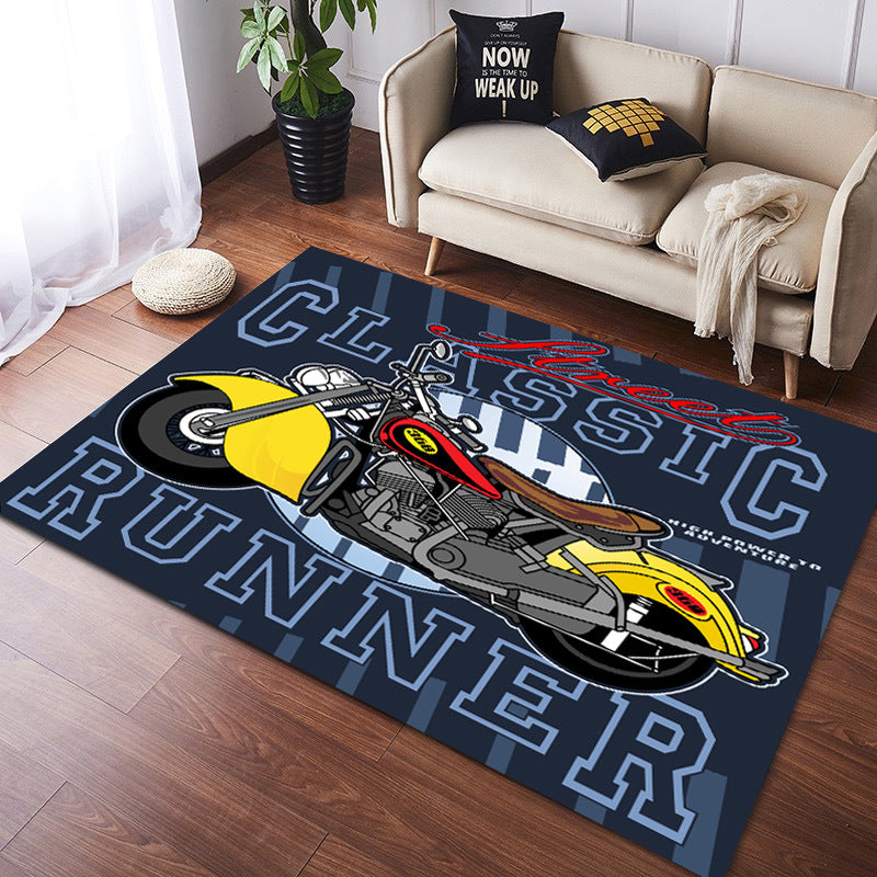 Vintage Harley Kawasaki Ducati Motorcycle Flannel Floor Mats 05 - Image 4