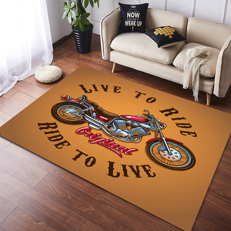 Vintage Harley Kawasaki Ducati Motorcycle Flannel Floor Mats 05 - Image 5