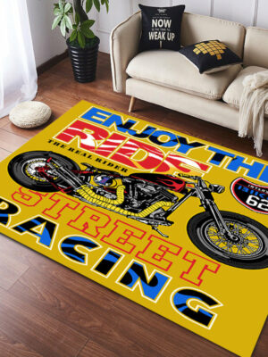 Vintage Harley Kawasaki Ducati Motorcycle Flannel Floor Mats 06