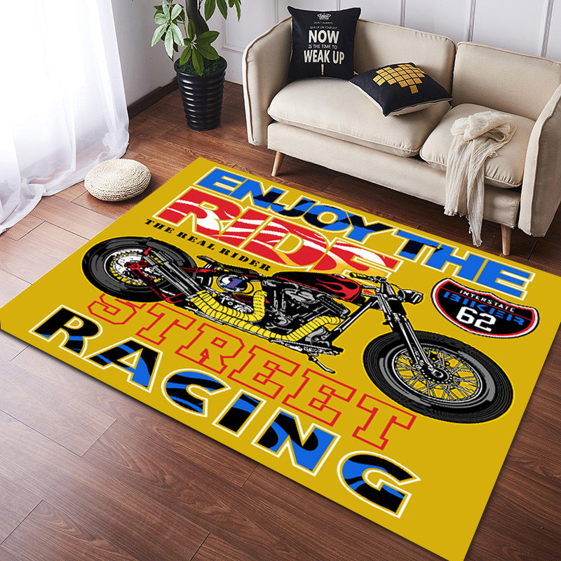 Vintage Harley Kawasaki Ducati Motorcycle Flannel Floor Mats 06