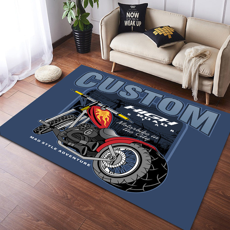 Vintage Harley Kawasaki Ducati Motorcycle Flannel Floor Mats 06 - Image 2