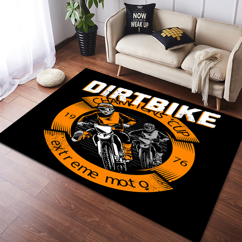 Vintage Harley Kawasaki Ducati Motorcycle Flannel Floor Mats 06 - Image 3