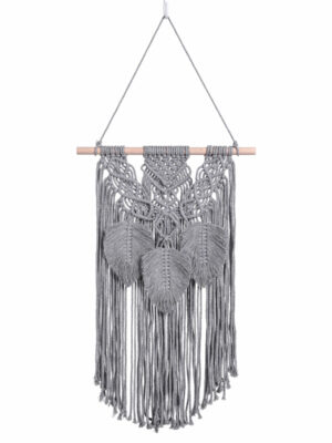 Grey Hand Woven Leaves Ornament Cotton Hanging Rugs Tapestry With Tassel Handwoven For Bedroom Living Room Hall Wall Decor Art Tapestries