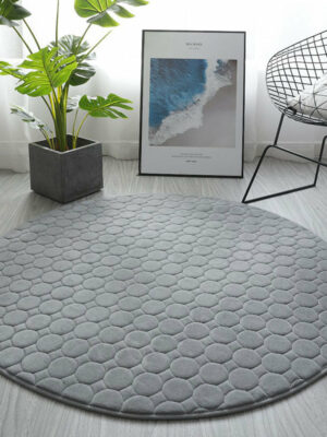Coral Fleece Carpets Light Grey Modern Round Solid Colour Rugs for Entrance Bedroom Bedside Living Room