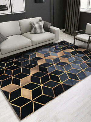 Black Geometric Area Rugs for Bedroom Living Room Hall