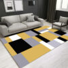 Geometric Yellow Square Pattern Area Printed Carpets for Bedroom Living Room Hall