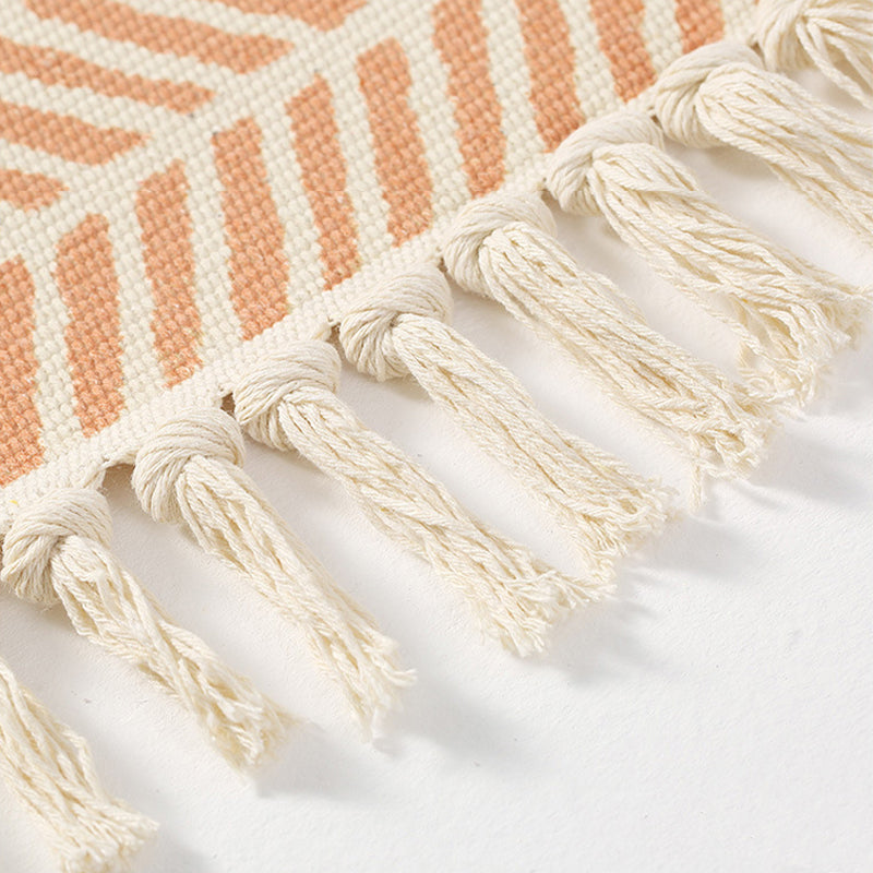 Decorative Cute Cartoon Cotton Area Rug Hand Woven Rug Entryway Bedside Runner Thin Floor Mat Carpet with Tassel - Image 4