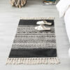 Black Vintage Striped Cotton Area Rug with Tassel Hand Woven Floor Carpet Rug for Living Room Bedroom 60*90cm 04