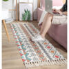 Colourful Geometric Cotton Area Rug with Tassel Hand Woven Floor Carpet Rug for Living Room Bedroom 01