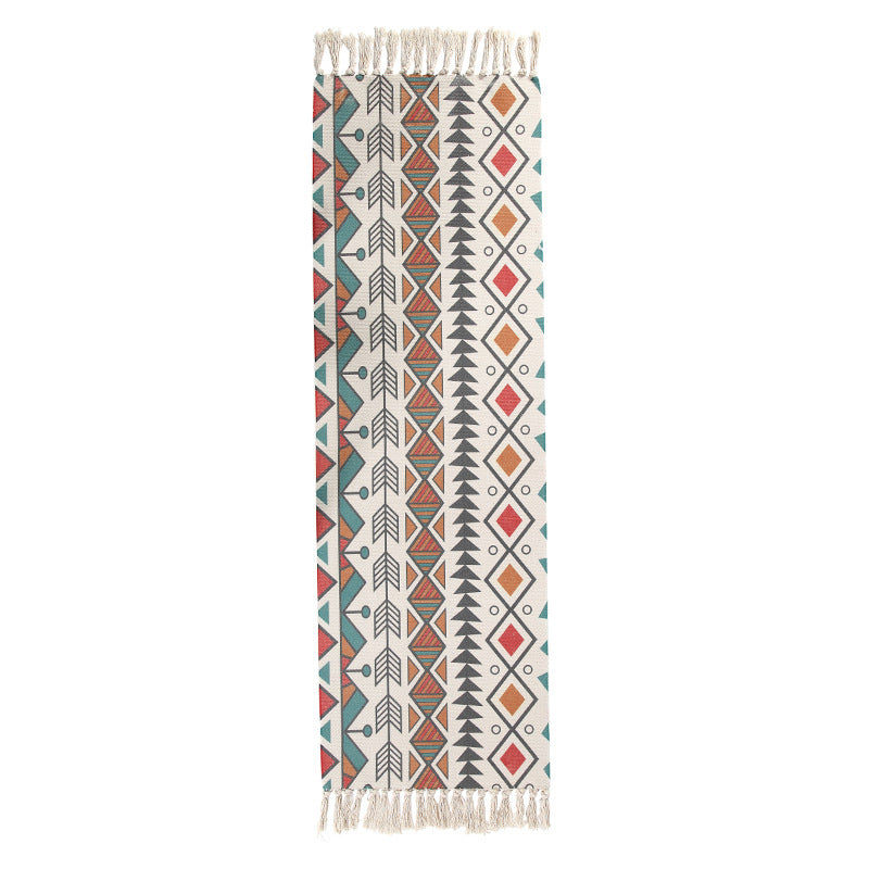 Colourful Geometric Cotton Area Rug with Tassel Hand Woven Floor Carpet Rug for Living Room Bedroom 01 - Image 2