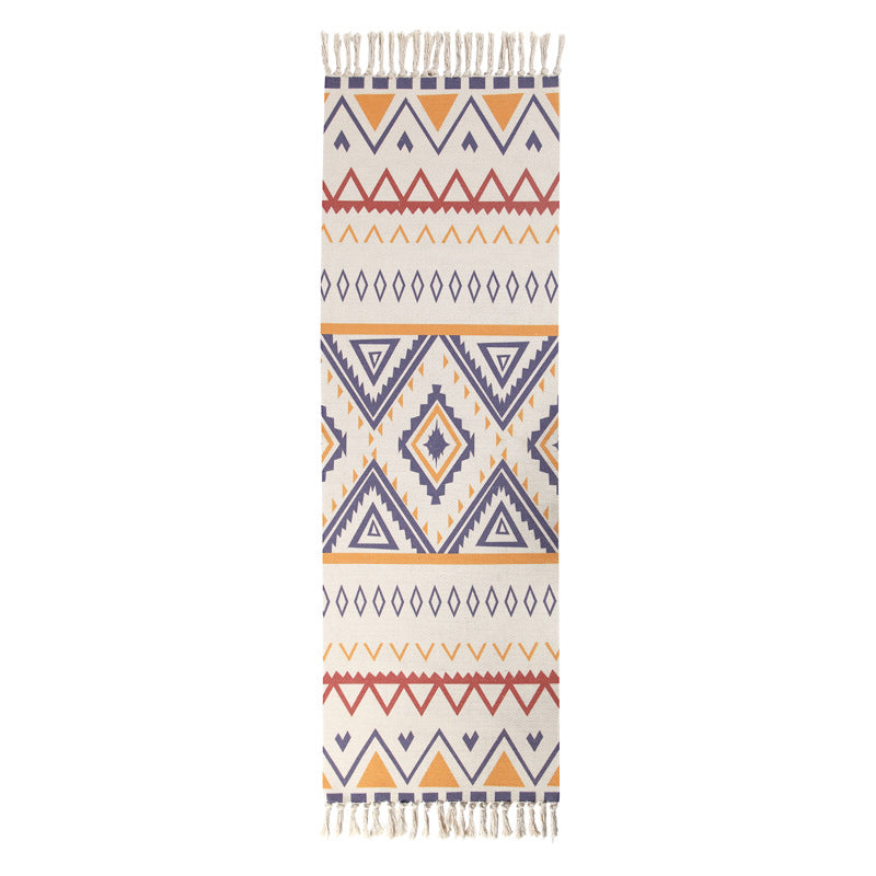 Colourful Geometric Cotton Area Rug with Tassel Hand Woven Floor Carpet Rug for Living Room Bedroom 04 - Image 2