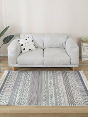 Moroccan Geometric Cotton Area Rug with Tassel Hand Woven Floor Carpet Rug for Living Room Bedroom