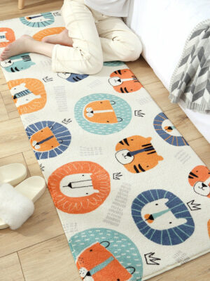 Lovely Cat Cartoon Patterned Plush Soft Girls Boys Bedroom Kids Room Bedside Carpet Rugs Runners