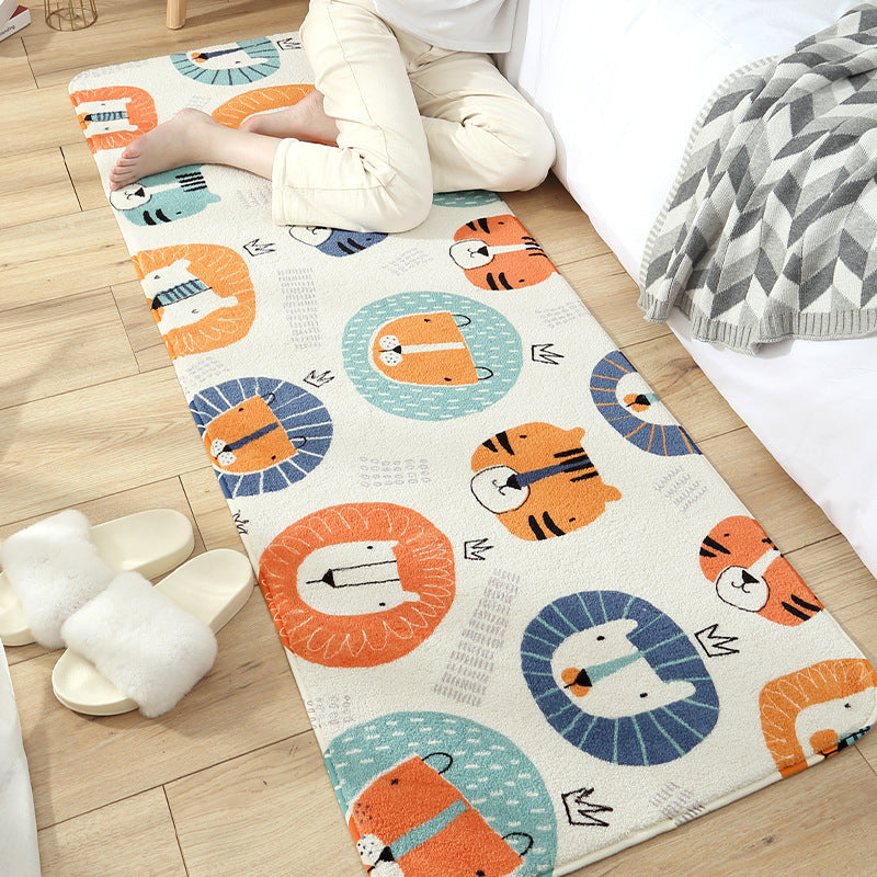 Lovely Cat Cartoon Patterned Plush Soft Girls Boys Bedroom Kids Room Bedside Carpet Rugs Runners