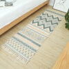 Moroccan Geometric Pattern Cotton Area Rug with Tassel Hand Woven Floor Carpet Rug for Living Room Bedroom