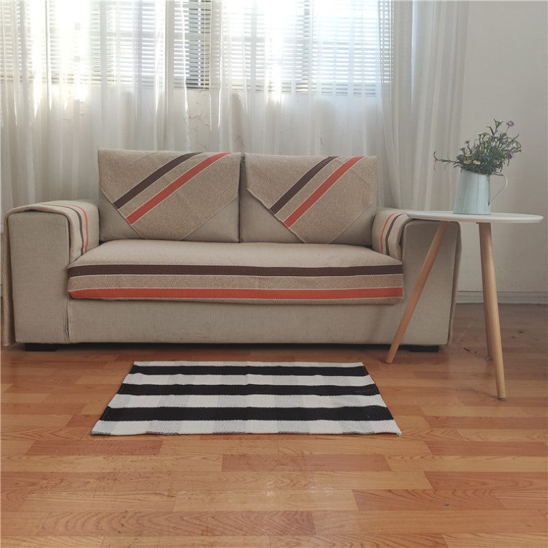 Cotton Washable Area Rugs Black and White Buffalo Check Rug Hand-Woven Lattice Plaid Floor Rugs Carpet for Living Room Bedroom - Image 3