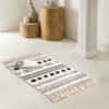 White Geometric Warm Cotton Vintage Striped Area Rug with Tassel Hand Woven Floor Carpet Rug for Bedroom Living Room