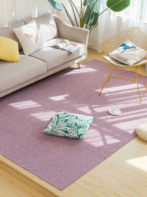 Purple cotton and Linen Simple Modern Carpets Living Room Bedroom Solid Color Rugs
