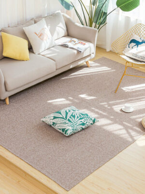 Brown Cotton and Linen Simple Modern Carpets Living Room Bedroom Solid Color Rugs
