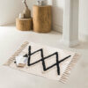 Retro Moroccan Geometric Pattern Cotton and Linen Area Rug with Tassel Handwoven Floor Carpet Rug for Living Room Bedroom 01